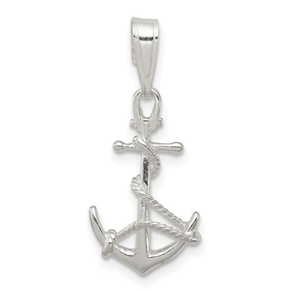 925 Sterling Silver Anchor Mariner Rope Pendant Small 1"